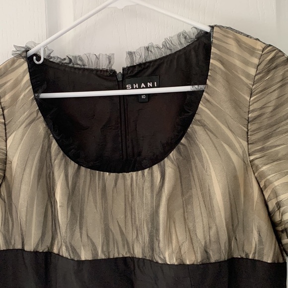 SHANI Satin mesh cocktail dress‎ color block two tones size 10 silk 100% - Picture 2 of 15